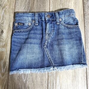 Polo Ralph Lauren Girls Denim Mini distressed Medium Wash Jean Skirt Size 4